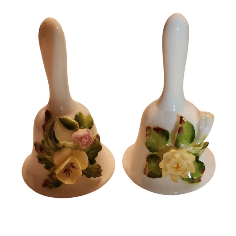 Vintage Bone China Small Floral Bells Napcoware Set Of 2